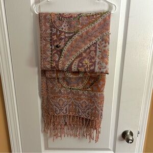 Embroidered boiled wool shawl boho